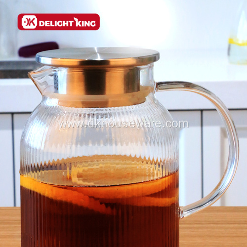 Glass Water Pitcher Jug for Tea Beverage Juice